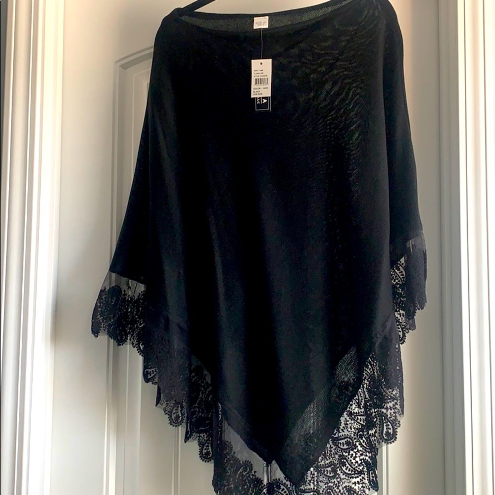 Black Poncho with the exquisite lace detail!